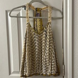 Free people gold/yellow lacy top